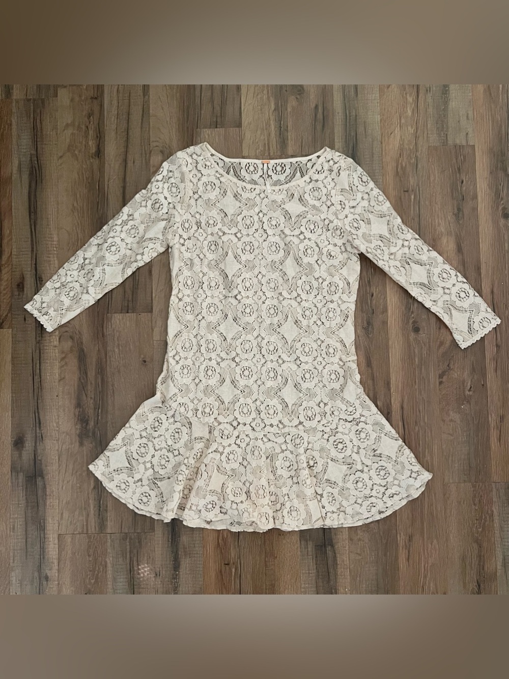 Free People Cream Lace Tunic Top